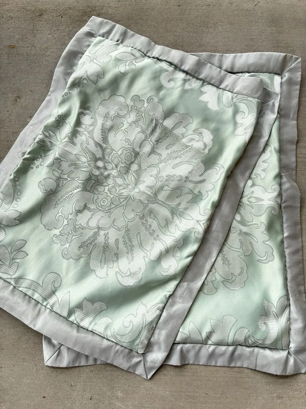 Martha Stewart Collection Mint Green & Silver Jacquard Damask Pillow Shams (2)